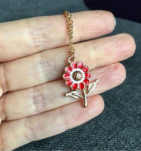 Wish Flower Make a  Fashion Necklace, Gold, Red Enamel