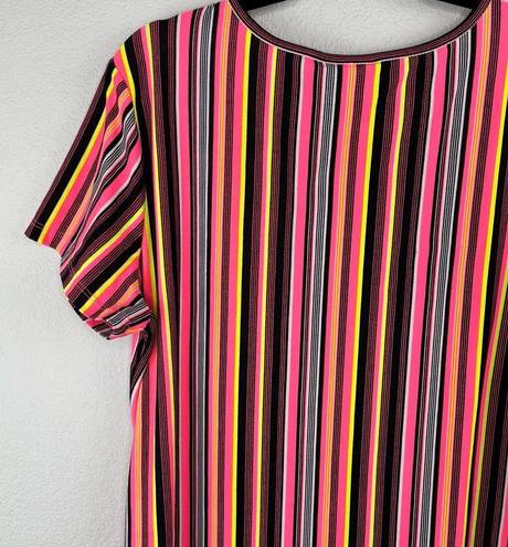 Brooks Bobbie  Multi-Color Knee Length Rainbow Striped T-Shirt Shift Dress XL