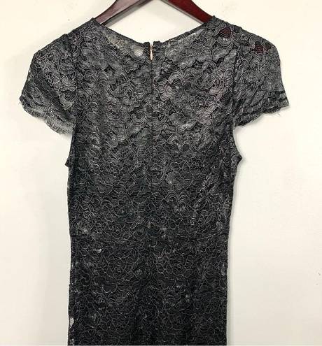 L'Agence L’AGENCE Black & Silver Sheer Floral Dress