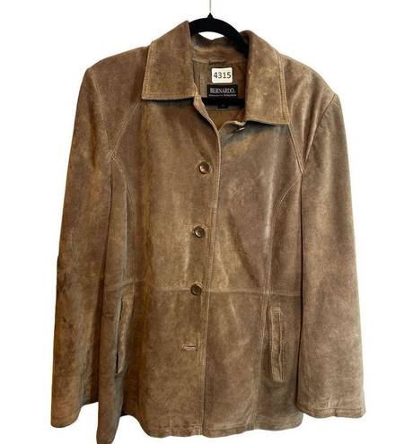 Bernardo  Brown Washable Leather Button Front Shirt Jacket Shacket Womens X-Large