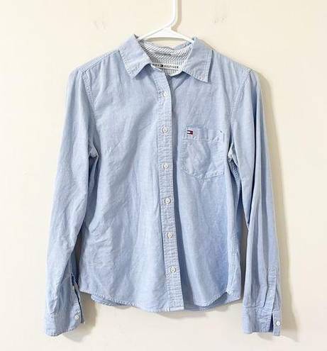 Tommy Hilfiger  Blue Button Down Business Casual Long Sleeve Blouse Size 6