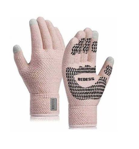 New Womens Redess Touchscreen Winter Gloves in Dusty Rose