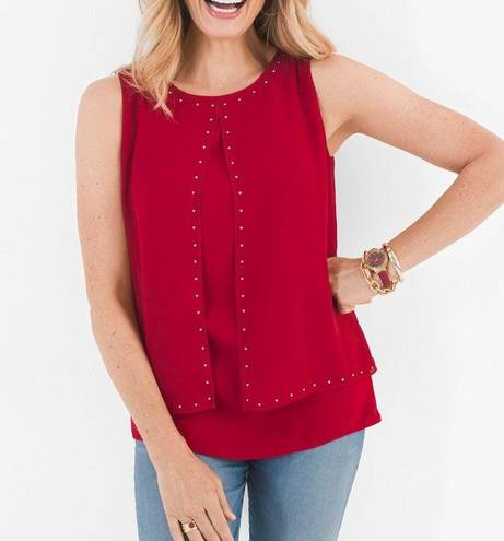 Chico's Red - Double-Layer Embellished Tank Sz 3