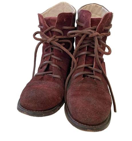 FREEBIRD by Steven  Cage Boots in Wine Leather Suede Size 8