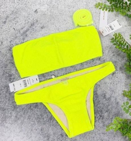 PilyQ  Pineapple Reef Bandeau Bikini Set Yellow