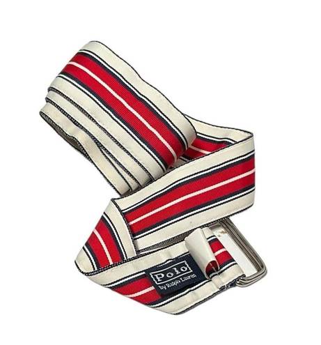 Polo  Ralph Lauren Red White Blue Nylon Striped Ribbon Belt