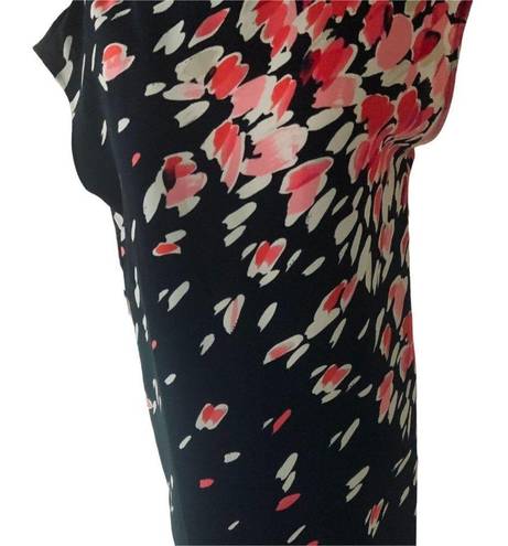 Loft ANN TAYLOR LADIES CAP SLEEVE BLACK FLORAL LIKE PATTERN DRESS EUC S