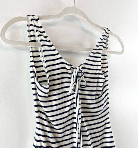 Lovers + Friends  Allie Tank Top Striped Lace Up Bodysuit Navy Blue White Small