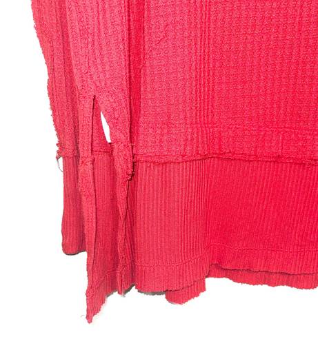 We The Free FP North Shore Red Waffle Knit Oversized Top