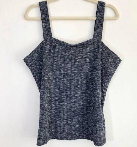 Bobeau New  Square Neck Tank Top Ribbed Knit Marled Navy Blue