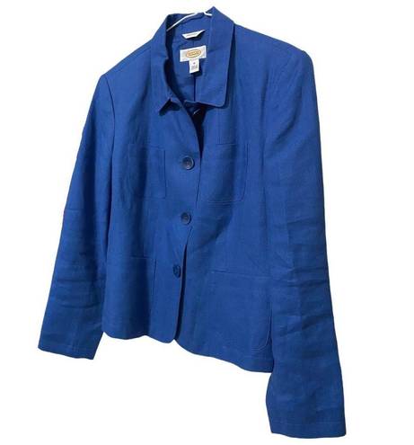 Talbots Blue Irish Linen Long Sleeve Blazer