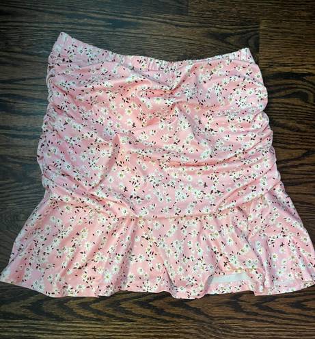 SheIn Fitted Pink Floral Skirt