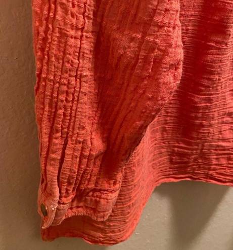 Pilcro  By Anthropologie Coral Mila Draped Button Down Blouse Size L