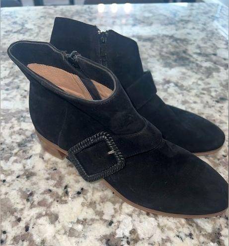 Jack Rogers NEW Jack‎ Rogers Izzie Black Suede Leather Block Heel Ankle Booties H591 7.5