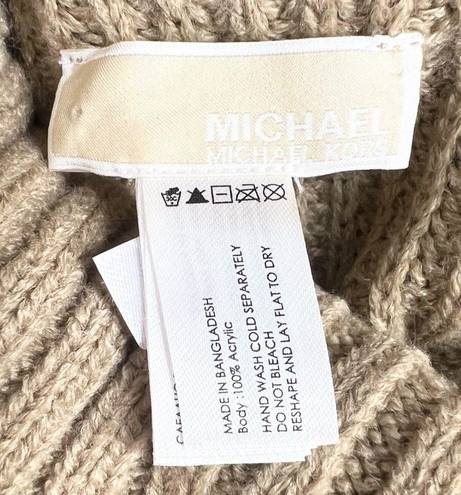 Michael Kors  Turtleneck Shaker Stitch Poncho Honey Brown Tan One Size