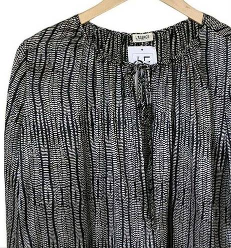 L'Agence  Silk Blouse Constance Peasant Antique Cobra Black Relaxed Top 4 NWT