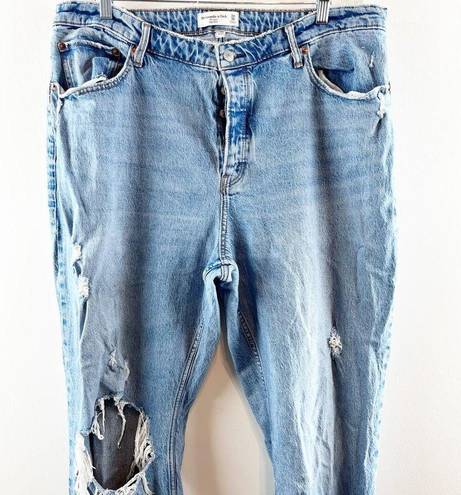 Abercrombie & Fitch  The Dad High Rise Curve Love Button Fly Jeans Blue 18