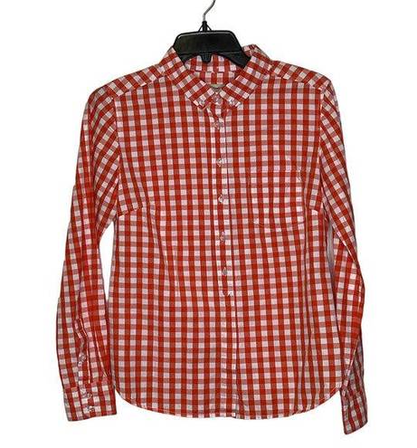 Daniel Cremieux  1/2 Button Shirt Size XS Orange White Gingham Check 100% Cotton