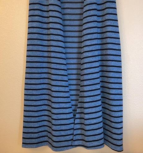 LuLaRoe  JOY Size S Long Duster Vest Cardigan Sweater Denim Blue Black Striped