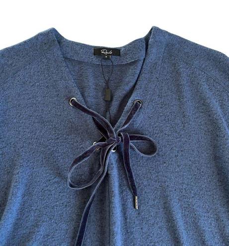 Rails  Leigh Navy Velvet Lace Up Long Sleeve Pullover Knit Top Size Small NWT
