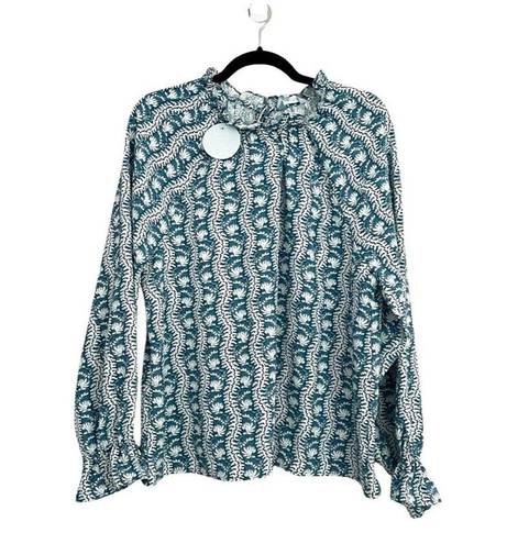 Hill House NWT  Womens The Millie Trailing VineBlue blouse Top Sz XL