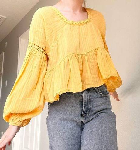 Bohme  Yellow Cropped Peplum Blouse