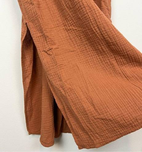 Lush Clothing Lush Orange Gauzy Cotton Oversized Midi Shirt Dress Size Small