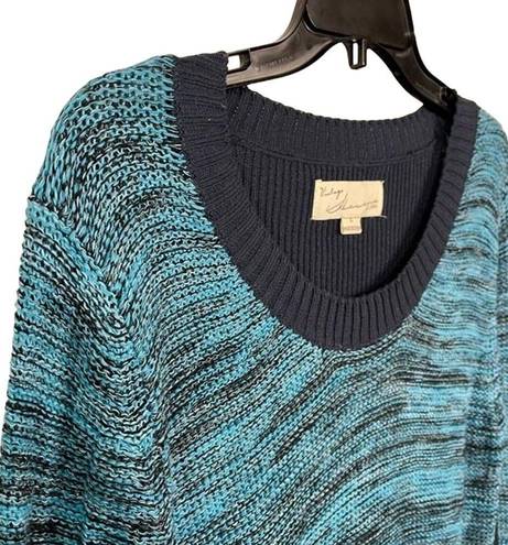 Vintage Havana  Womens Size L Marled Knit Tunic Sweater Long Sleeve Teal Blue