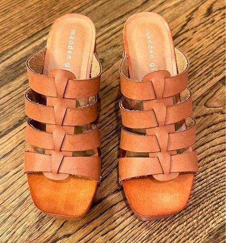 Madden Girl  G-Crosby Tan  Cognac Strappy Block Heel Sandal