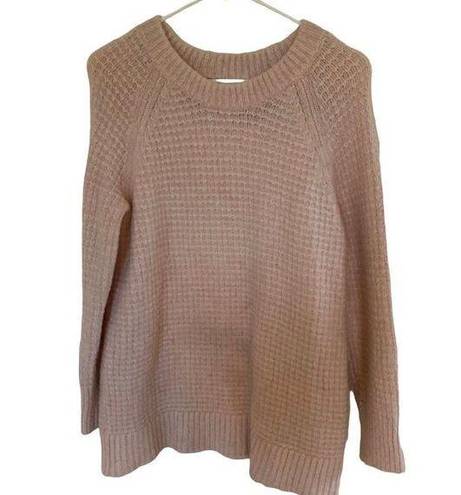 Lou & grey  Waffle Knit Pink Pullover Sweater Size Medium alpaca blend