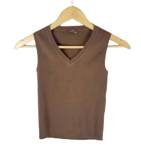 Brandy Melville  John Galt V-Neck Sweater Vest Brown