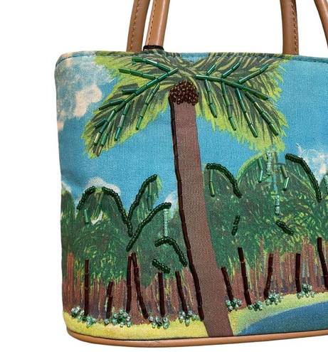 Bueno Vintage  Wearable Art Beaded Palm Tree Mini Bag Crossbody New