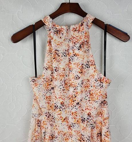 Laundry by Shelli Segal  Womens Dress Size 2 Orange Halter Neck Midi Tiered Maxi