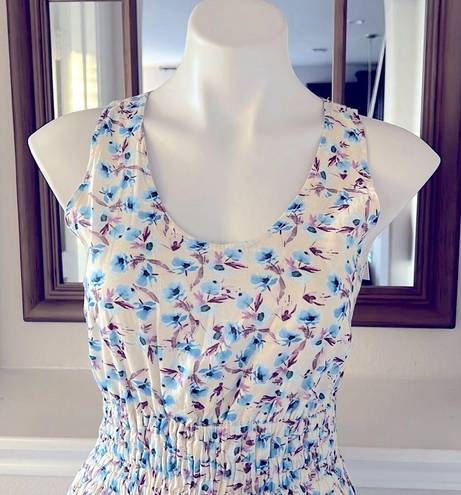 Something Navy  Maxi Dress, Floral Smocked Cotton Cream Multi, Size XS New w/Tag