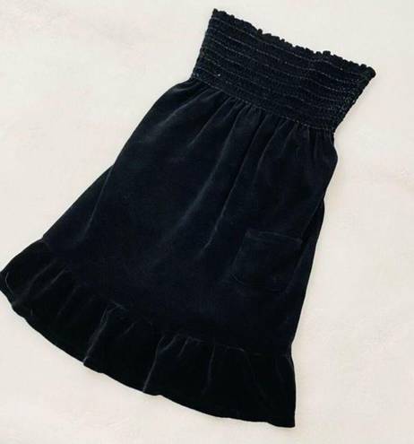 Juicy Couture  | Smocked Mini Black Velour Tube Terrycloth Dress Size P