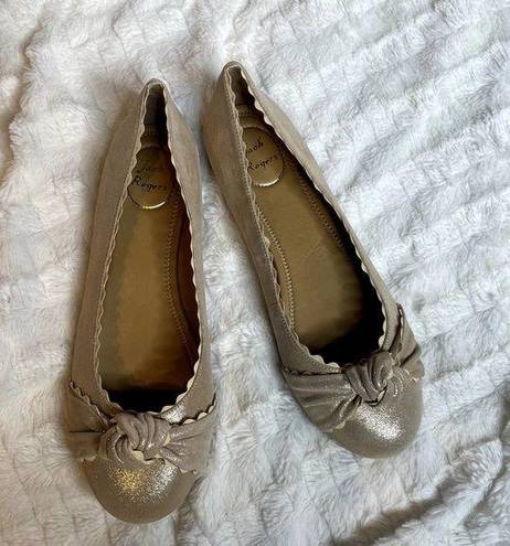 Jack Rogers  Holly Gold Knot Scalloped Metallic Ballet Flat 9.5 Holiday