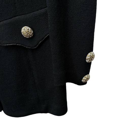 St. John  Evening Black Jacket Crystal Rhinestone Buttons Size 4