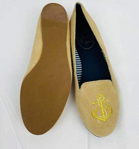 Jack Rogers Women Tan Anchor Suede Flats Size 6.5