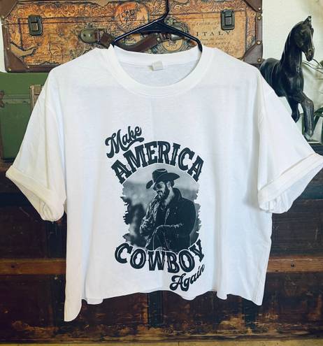 Make America Cowboy Again Crop Top White Size M