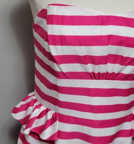 Lilly Pulitzer  Maybell Pink/White Short Barbiecore Stripe Strapless Dress Size 8