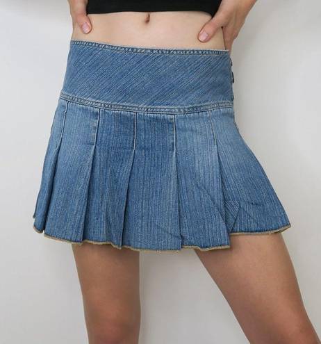 Aeropostale Vintage Y2K  Low Waisted Pleated Denim Mini Skirt