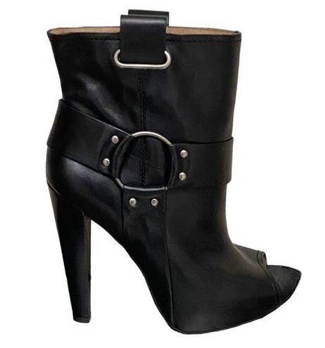 Jessica Simpson  'Light' Black Leather Harness Heeled Boots