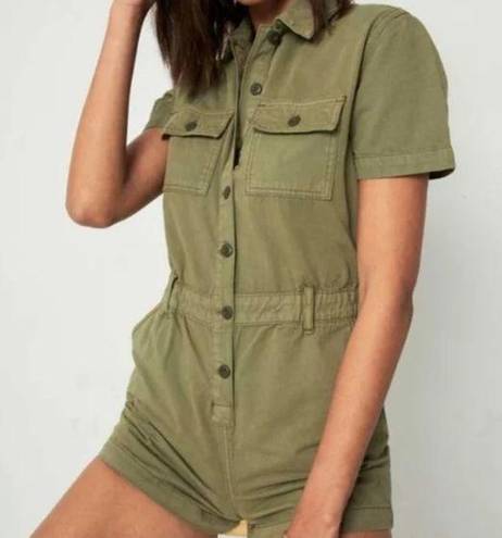 One Piece Kancan womens small  romper safari green army casual beach coastal res