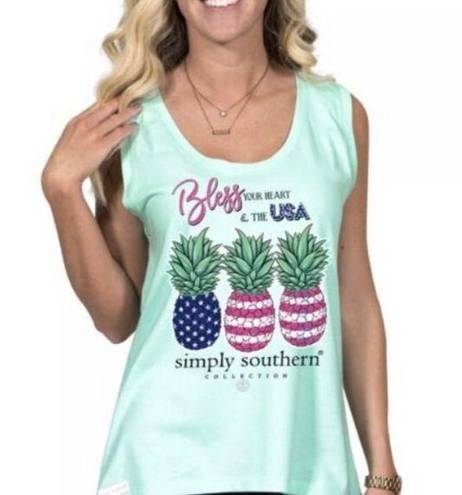 Simply Southern  Bless Your Heart USA Pineapple High/Low Tank Top