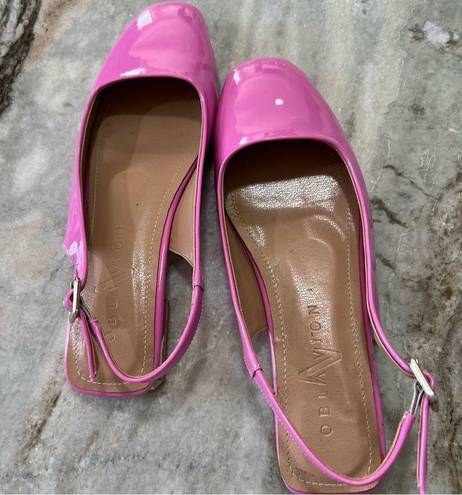 Pink Slingback Flats with Gold Heel Detail Size 7