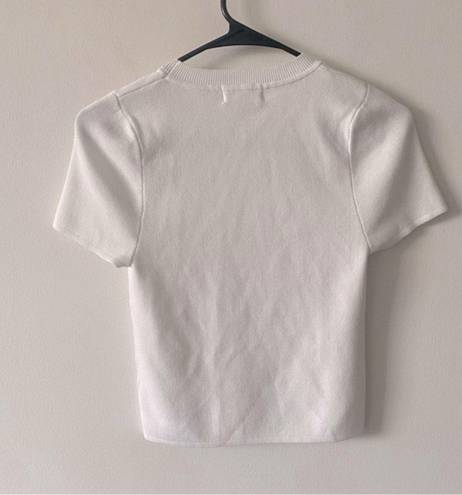 LA Hearts NEW Pacsun L.A. Hearts White Knit Short Sleeve Crew Neck Fitted Crop Baby Tee