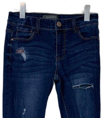 Harper  Dark Wash Distressed Destroyed Mid Rise Skinny Jeans Women's Size 27