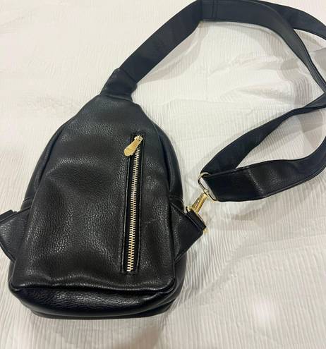 Black Vegan Leather Crossbody/ Fanny Pack Bag