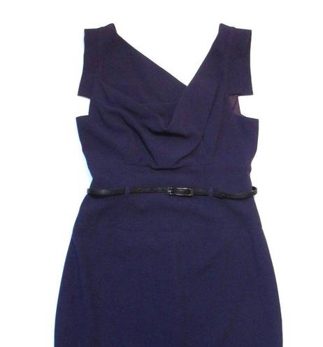 Black Halo NWT  Jackie in Plum Dark Purple Crepe Sheath Dress 8 $375