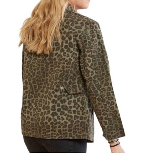 Good American  womens 1 small utility jacket sage leopard green new schaket butto